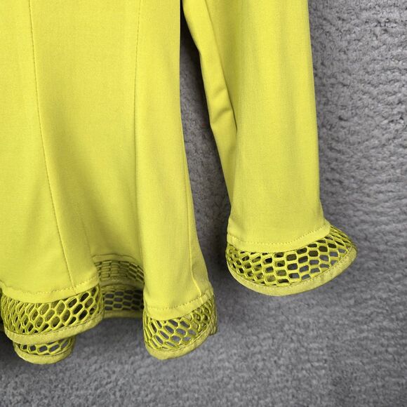 Vintage Design Todays Womens Top M Yellow Chartreuse Peplum Knit Flare Hem Retro - Picture 7 of 9
